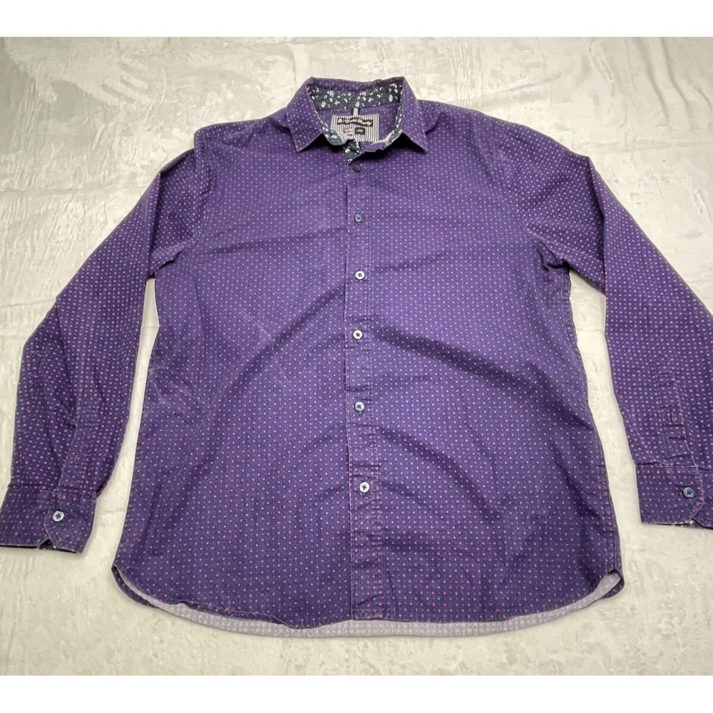 English Laundry‎ LS Shirt Mens Tagged L Purple Red Star and Dot Pattern